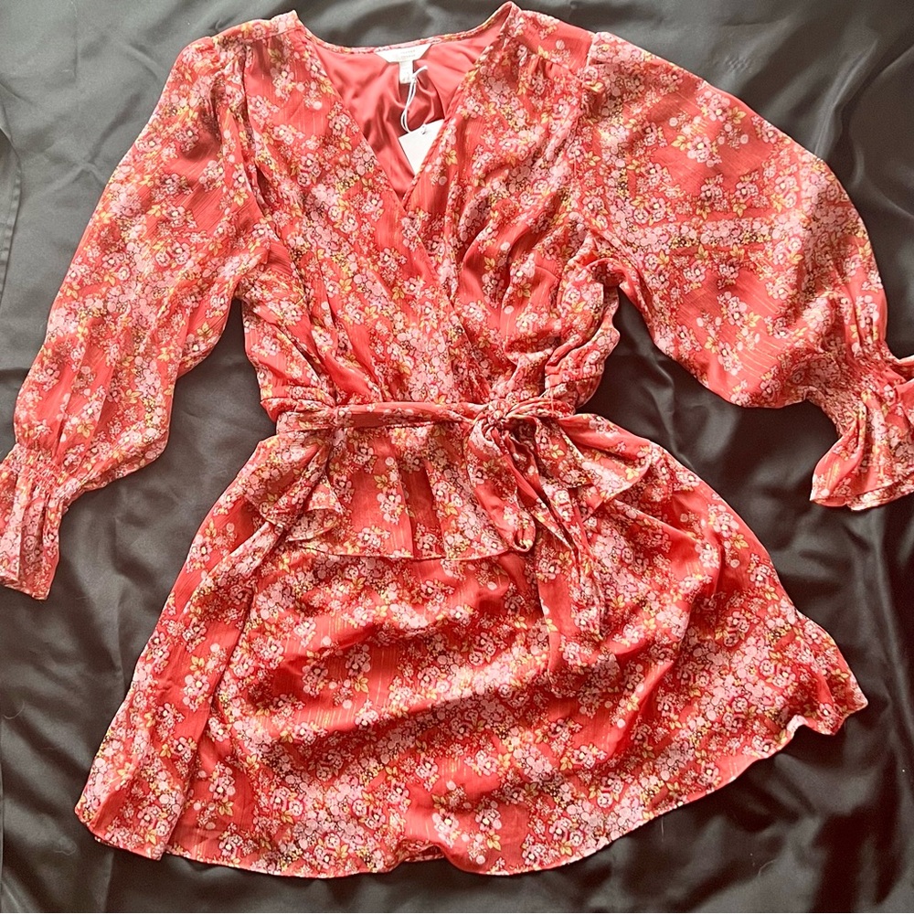 Lauren Conrad Women’s Plus Floral Dress Red/Pink